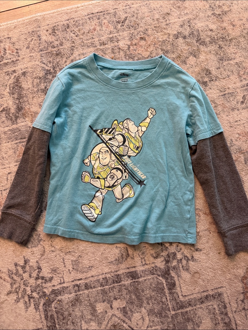 Disney Buzz Lightyear Two-Tone Long Sleeve Tee - Aqua & Gray